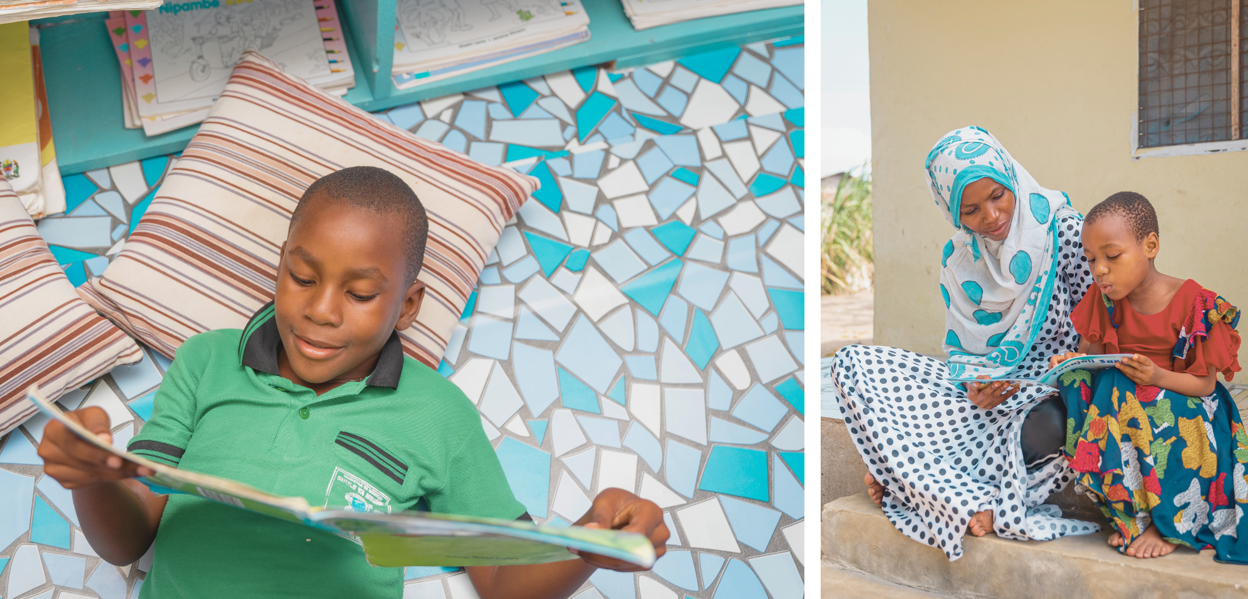How to motivate kids to read, children reading Room to Read books in Tanzania