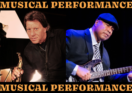 Headshots of Richie Cannata and Bernie Williams with text "Musical Performanc" overlayed
