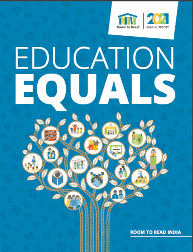 Annual Report Blue background Education Equals