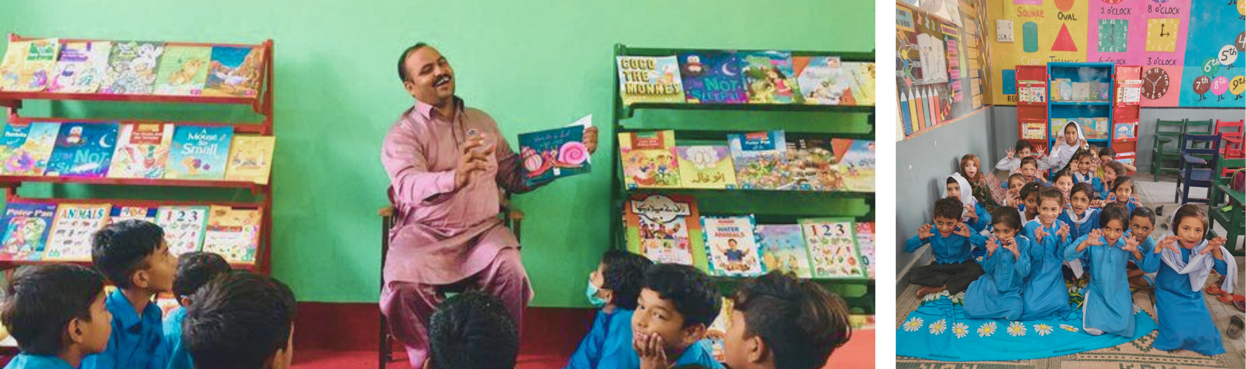 Education in Pakistan, children enjoying a Room to Read library