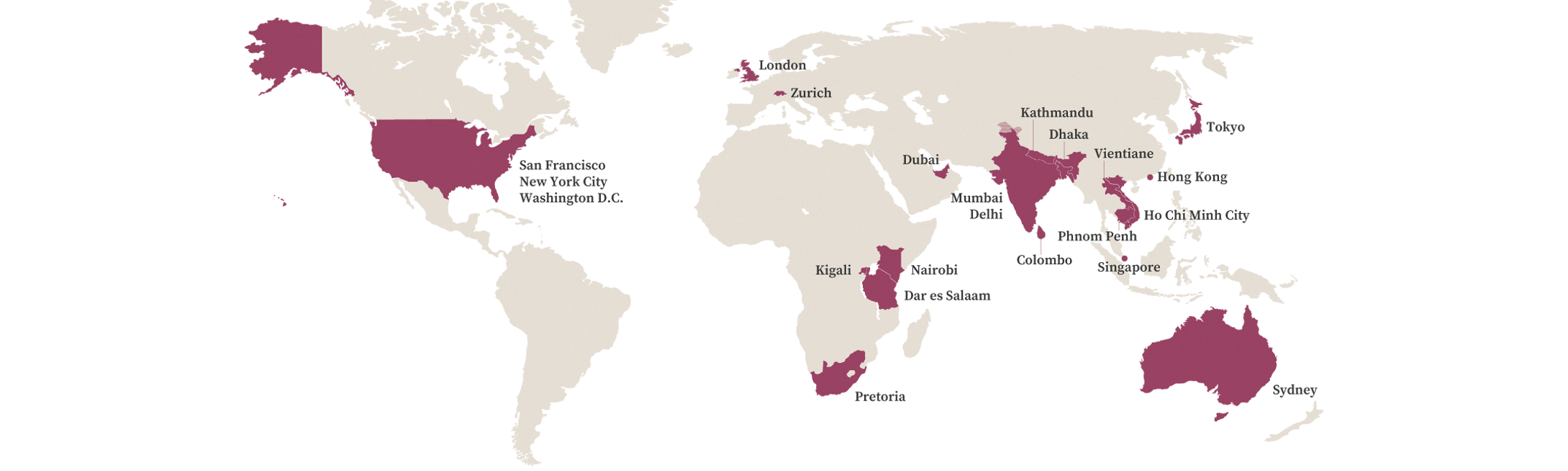 Room to Read worldwide offices map