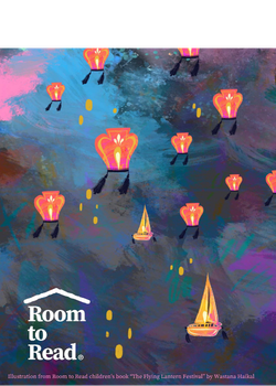 Even illustration image from "The Flyer Lantern Festival" children's book with Room to Read logo
