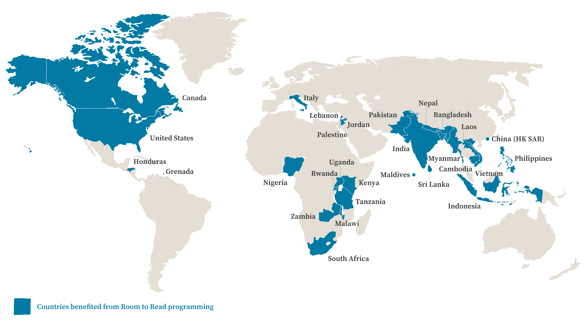 Map of Room to Read's reach
